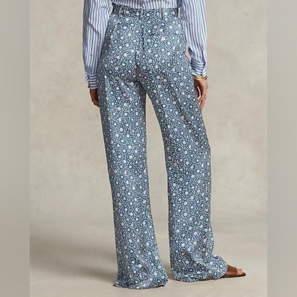 Polo Ralph Lauren High-Rise Satin Wide-Leg‎ Graphic Print Pants Size 8 New - Picture 10 of 10